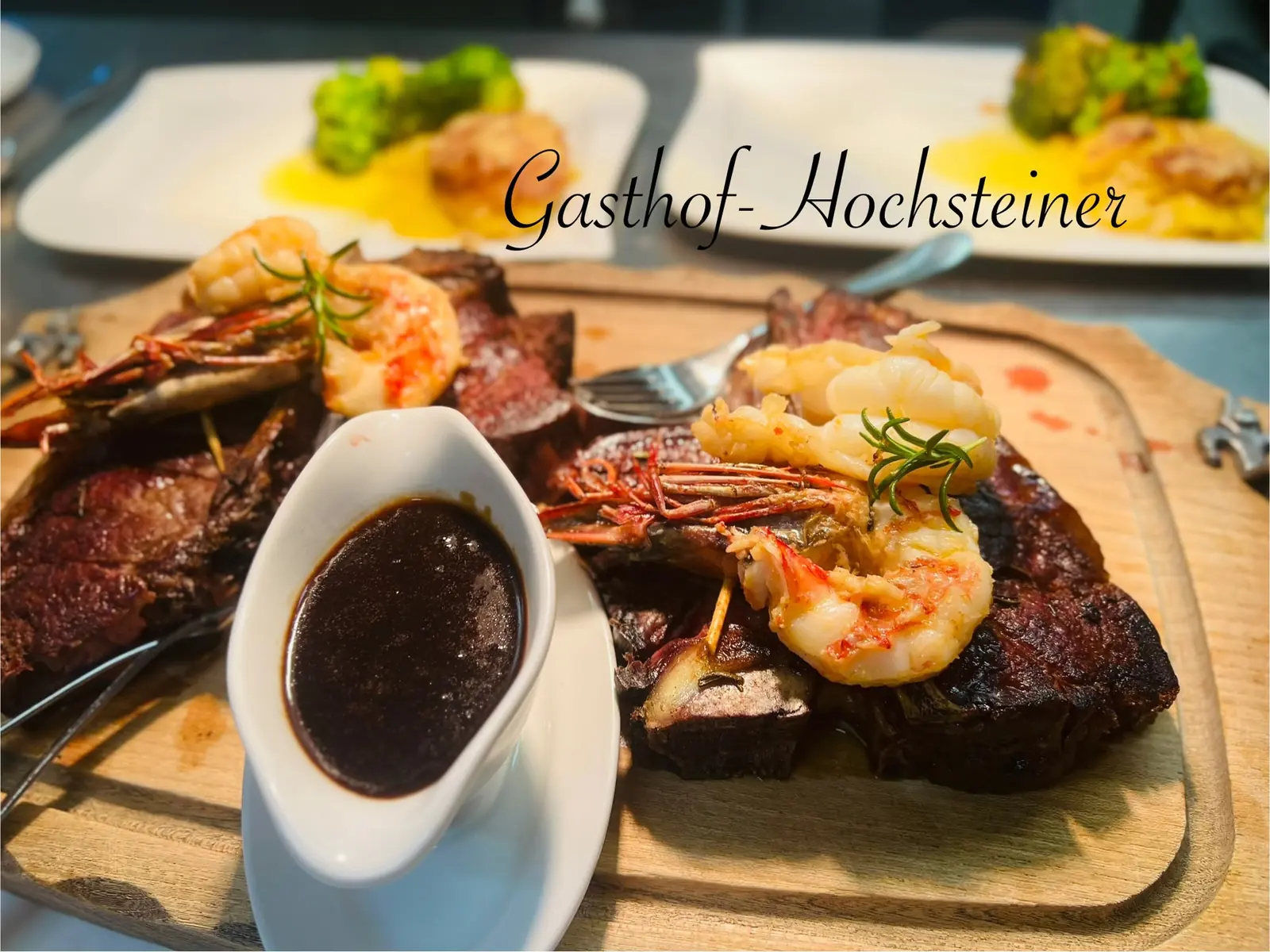 Steak- und Garnelenspezialität